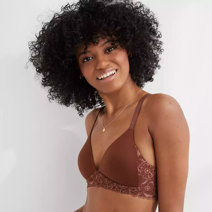 Aerie Real Sunnie Wireless Lightly Lined Blossom Lace Strap Bra