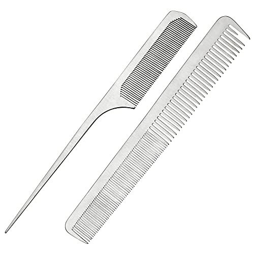 CCbeauty 2-Packs Metal Barber Comb 