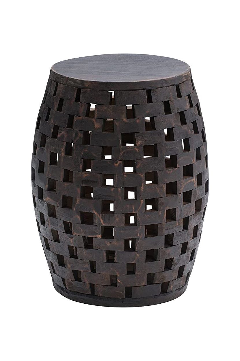 Outdoor Recycled Checkered Wood Stool and Plant Stand