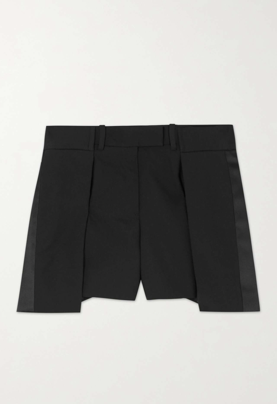 短褲推薦：Sacai絲質緄邊打摺西裝短褲