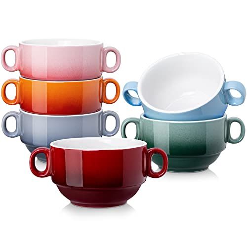 Small Soup Bowls with Handles (Set of 6)