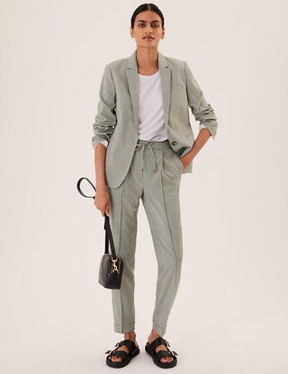 Single-breasted slim-fit plaid jacket