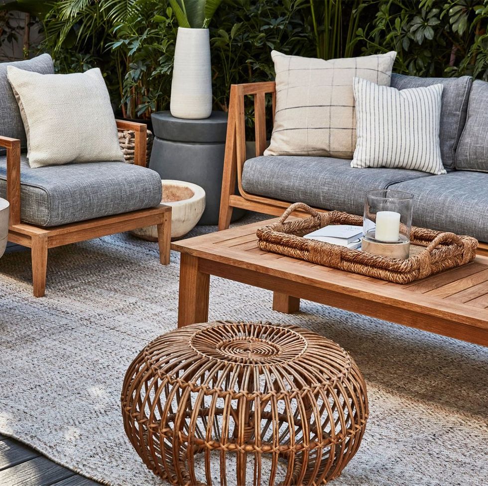Teak Outdoor Sofa with Armless Chairs