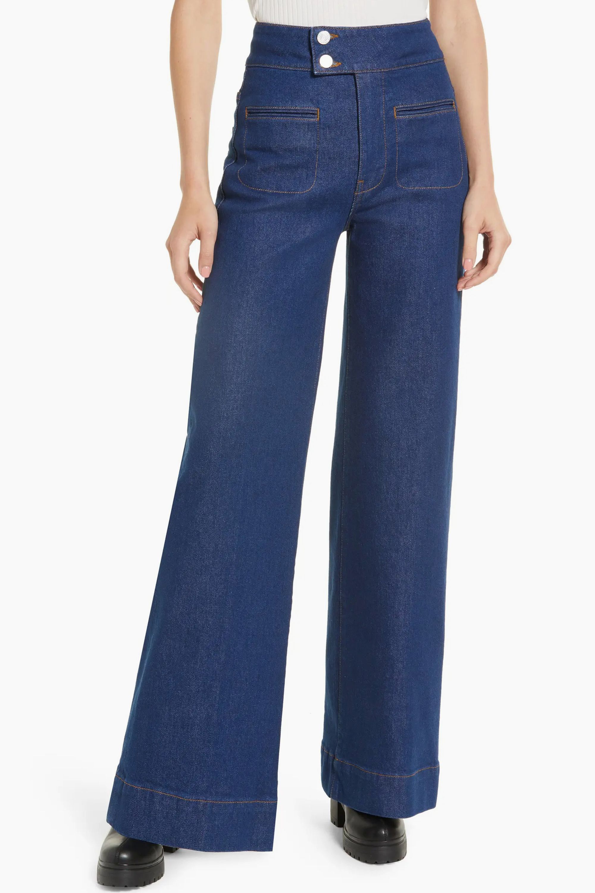 high waisted wide flare jeans