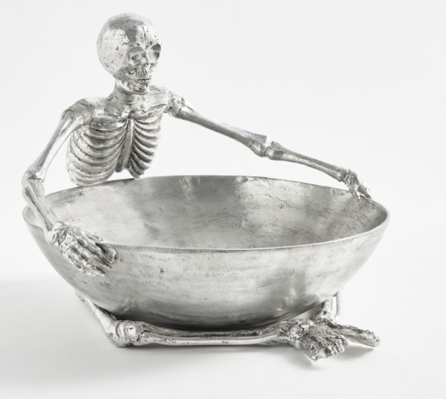 SILVER-1 Halloween Skull Skeleton Plastic Candy Dish 
