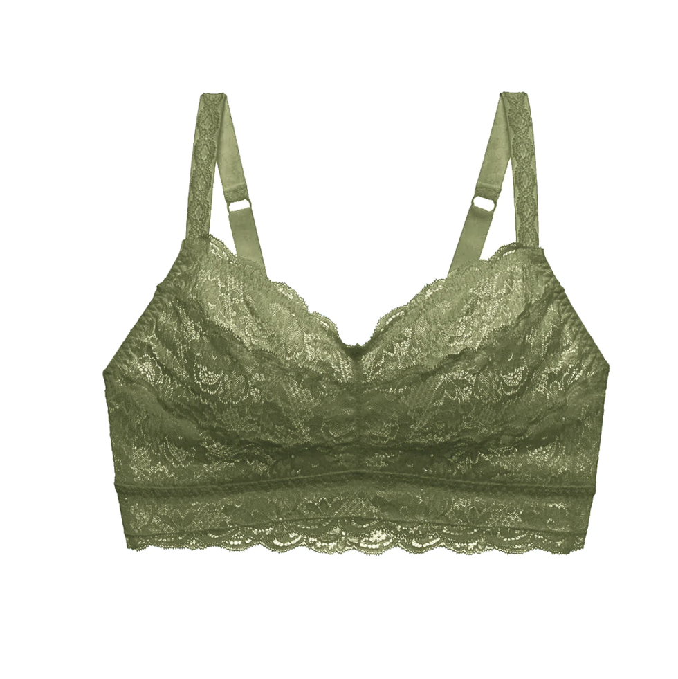 Layered With Lace Bralette Lingerie Small Olive Green Unlined