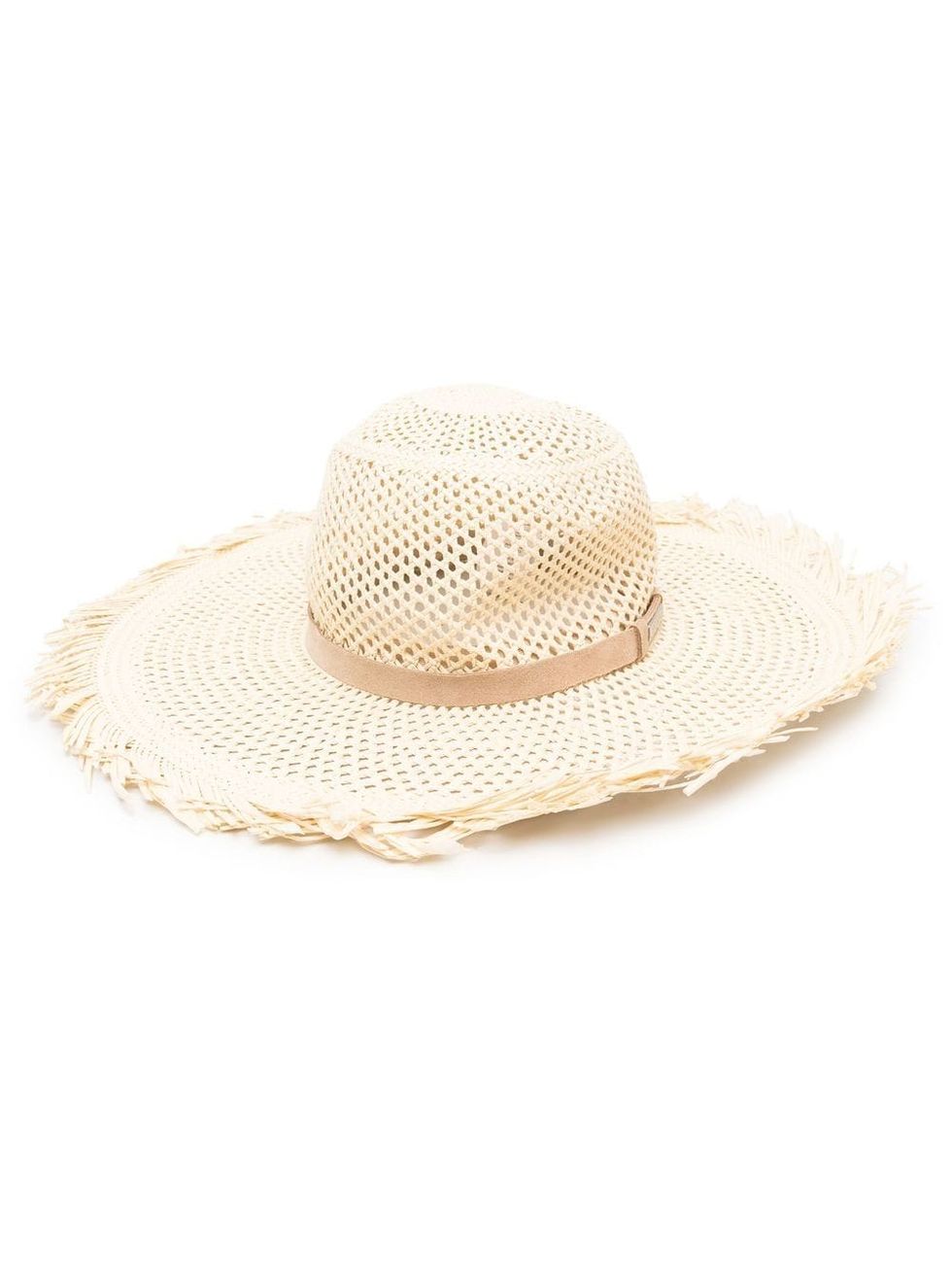草帽推薦：Peserico皮革邊飾草編遮陽帽