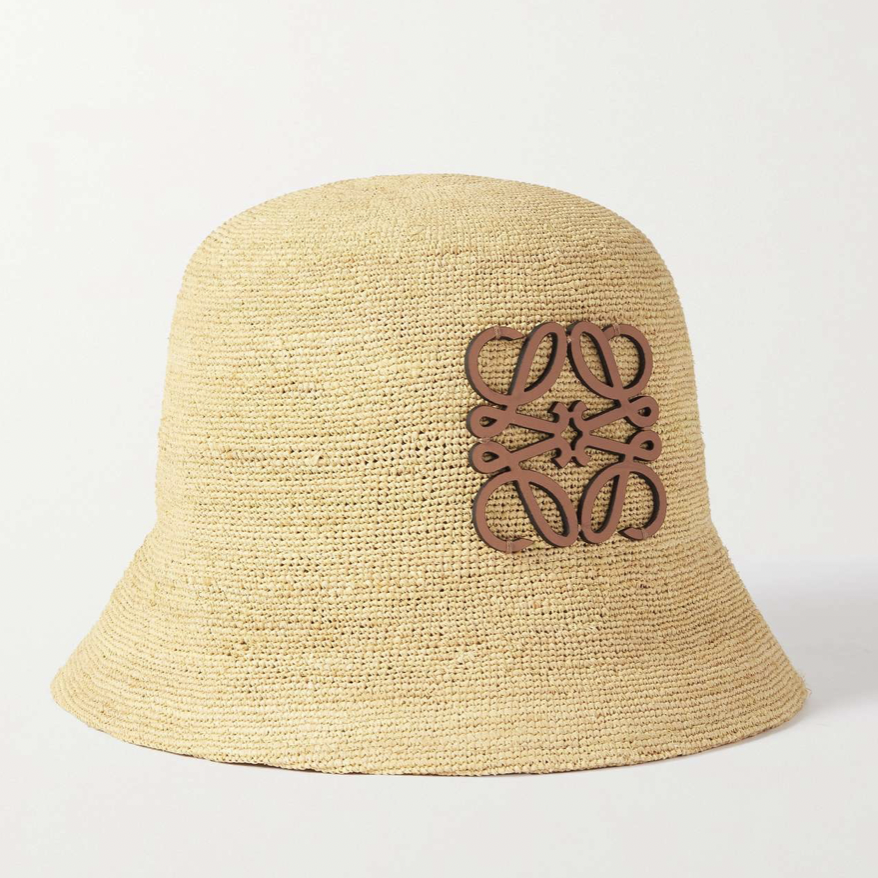 草帽推薦：Loewe皮革Logo裝飾草編漁夫帽