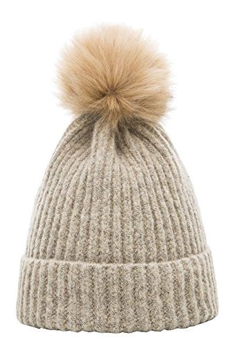 Soft Touch Rib Faux Fur Pom Pom Beanie