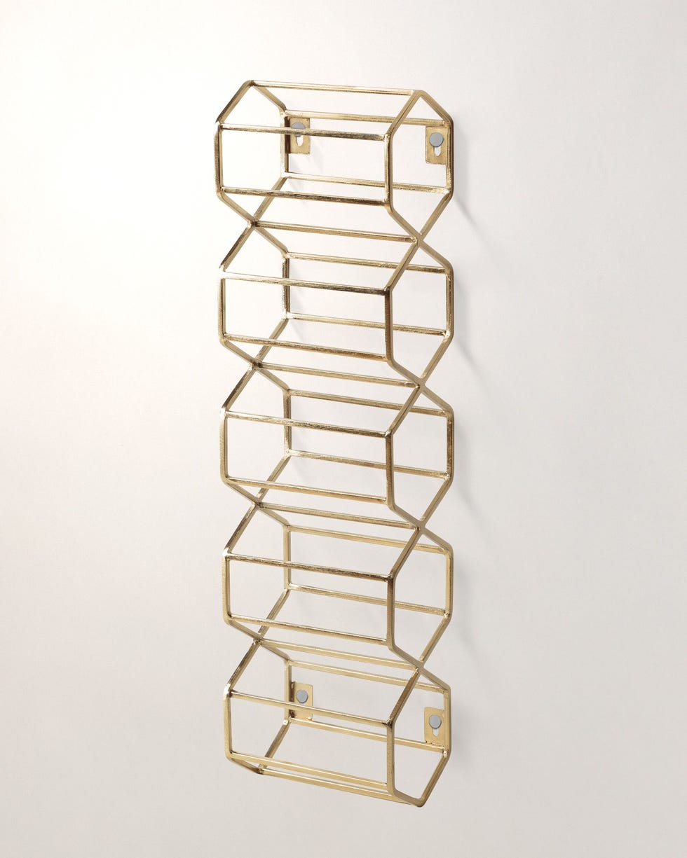 Hexagon Gold Wall Wine Rack