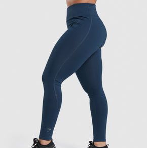Gymshark Womens Fit Seamless Wide Band Logo Charcoal Grey Leggings X-Small  -148