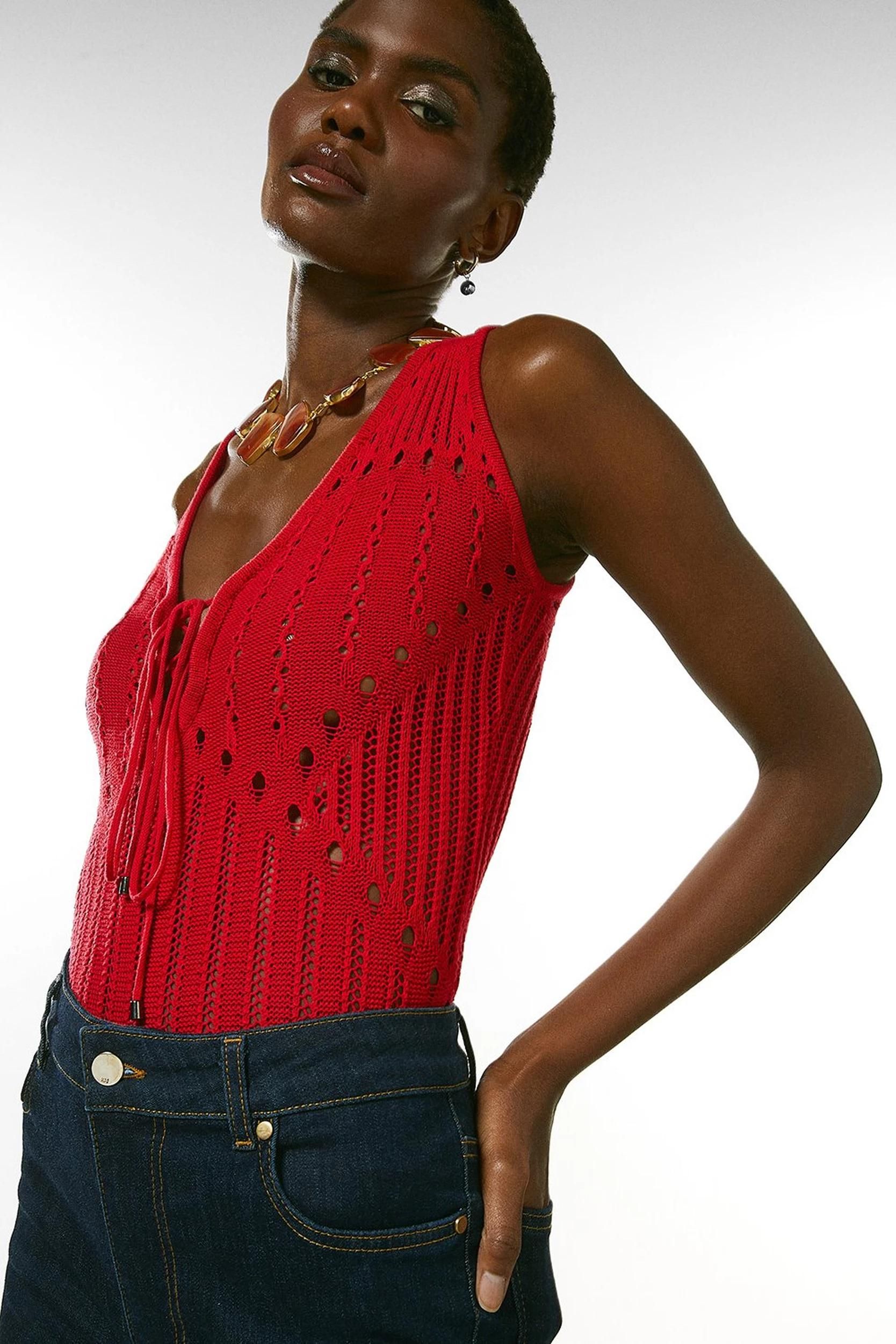 Red store crochet top