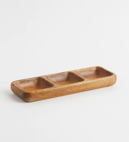 Three Compartment Wooden Dish