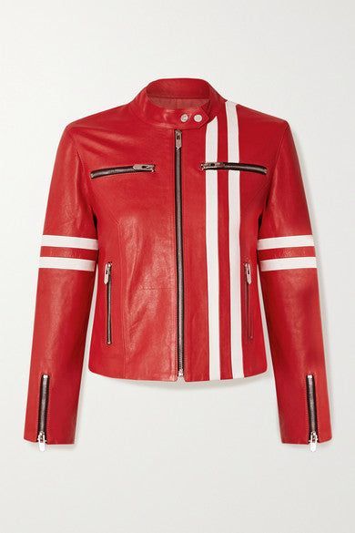 Striped Leather Classic Jacket