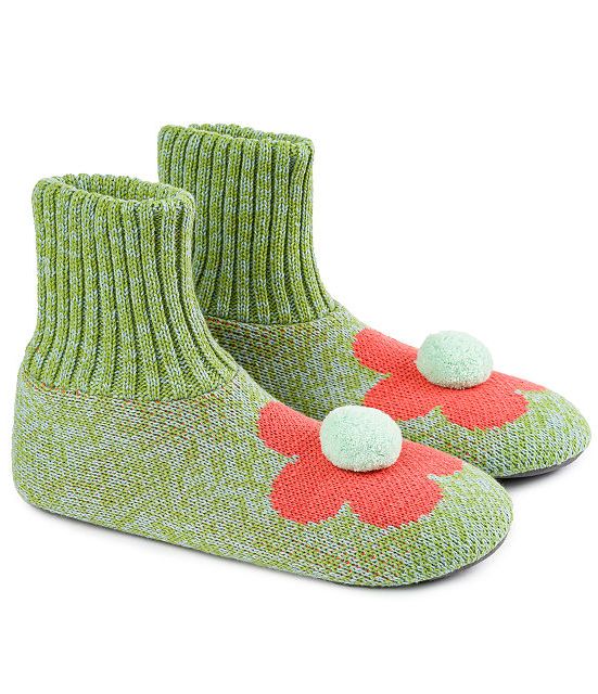 Funky Flower Pom-Pom Slippers