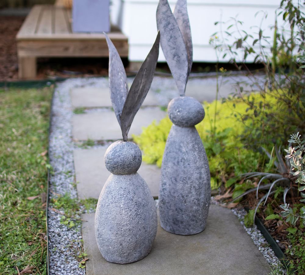 Decorative Stone & Metal Rabbit Small