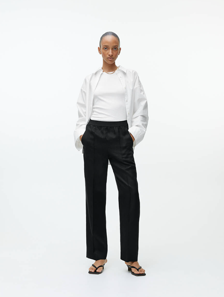 ARKET - Black Cotton Stretch Trousers on Designer Wardrobe