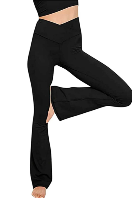  SUUKSESS Women Crossover Flare Leggings Scrunch Butt Lifting  Bootcut High Waisted Bell Bottom Yoga Pants