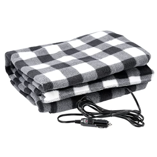 with Patented Safety Timer by Trillium Worldwide Navy, 58 x 42 Car Cozy 2-12-Volt Heated Travel Blanket 