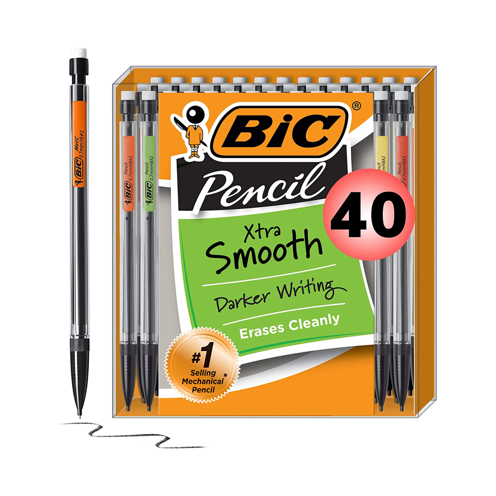 Xtra-Smooth Mechanical Pencils With Erasers, 40-Count