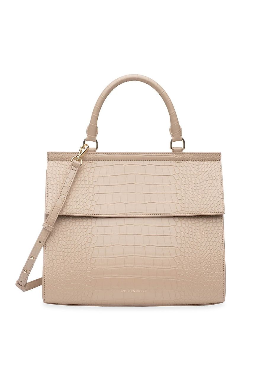 The Large Luncher Crocodile-Embossed Vegan Leather Bag