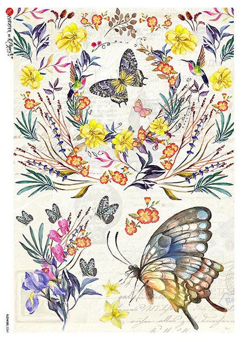 Decoupage Butterflies and Flowers Paper