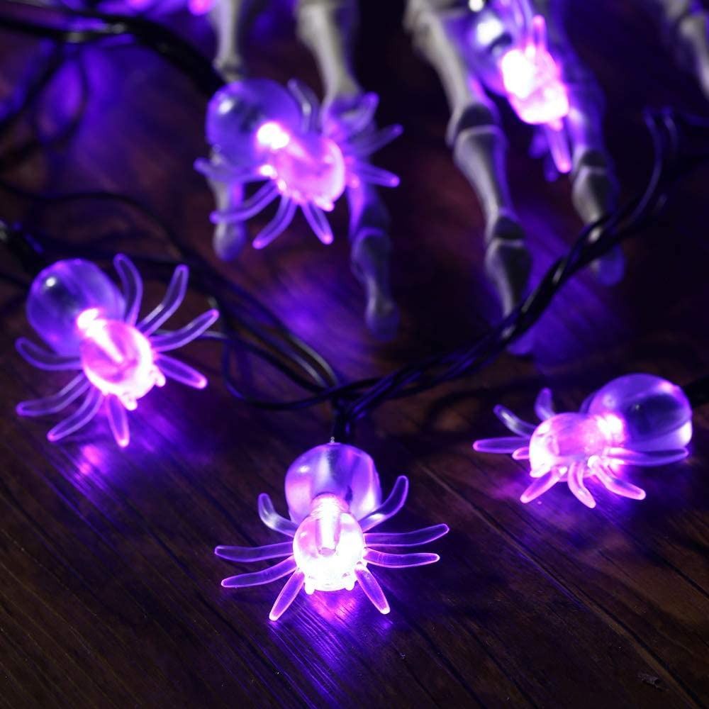 Purple Spiders String Lights