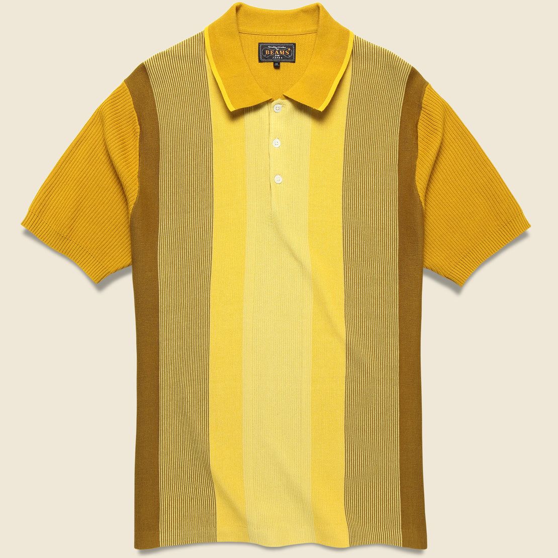 Knitted polo mustard stripes