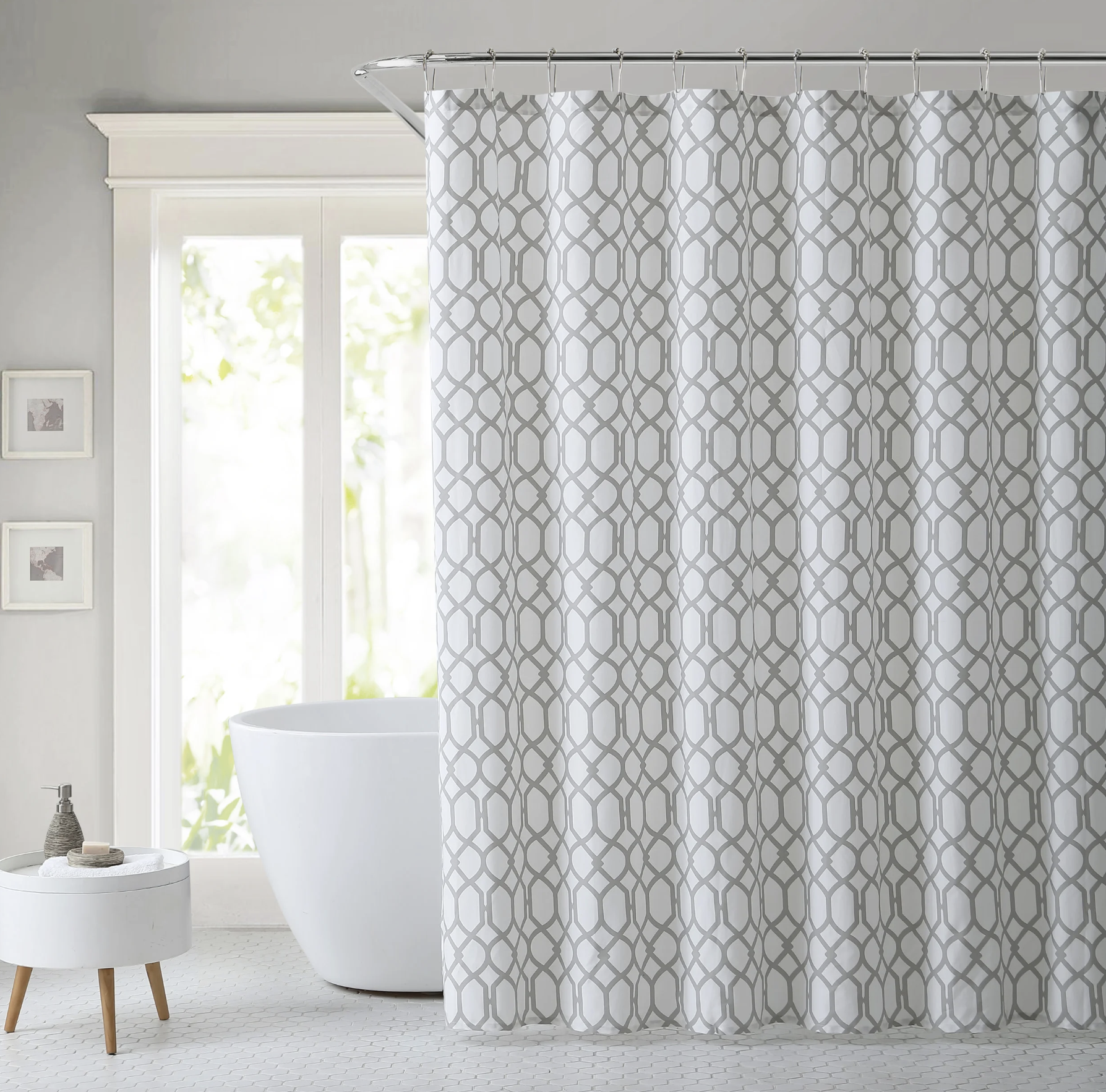 Biscayn Fabric Shower Curtain or Liner, Luxurious and Thick Two Tones Damas 