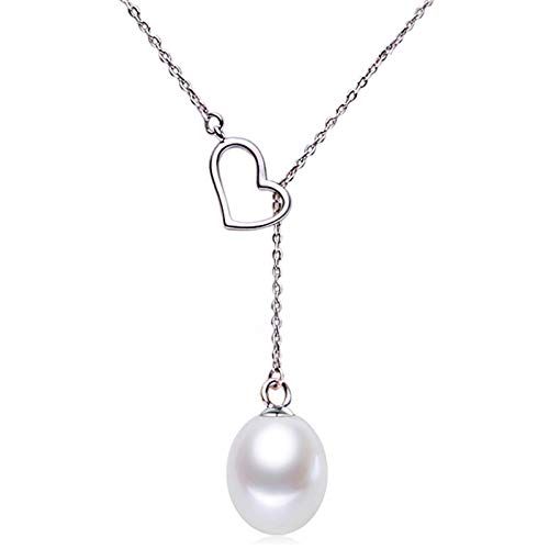 BOOSCA 925 Sterling Silver Pearl Pendant Heart Necklace