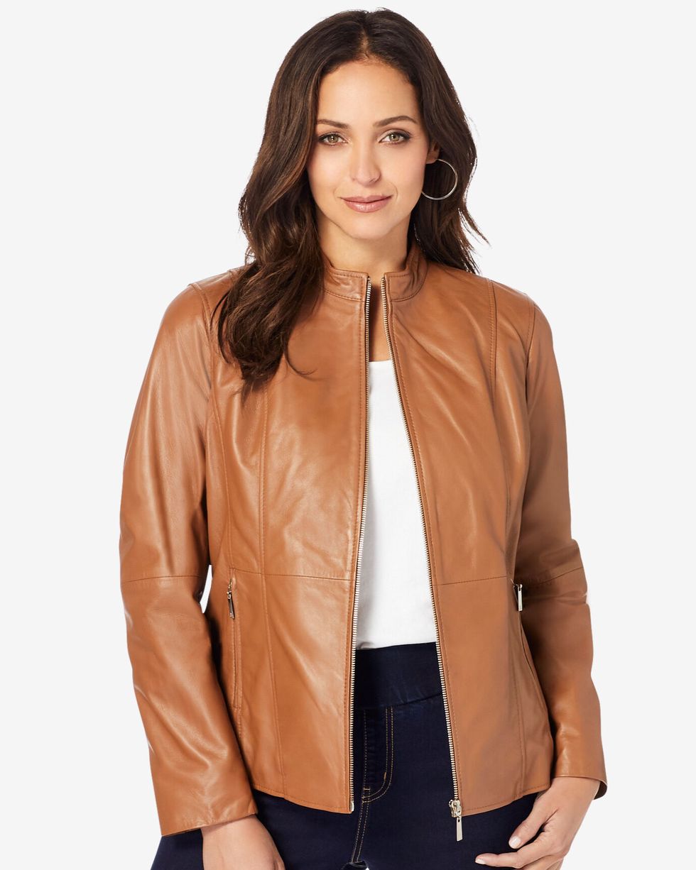 Jessica London Zip Front Leather Jacket