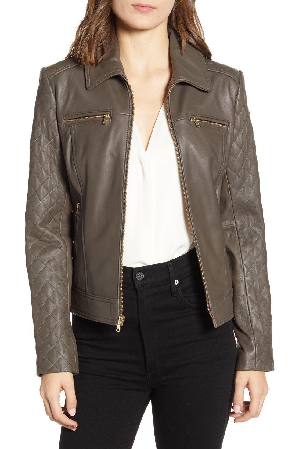 Cole Haan Quilted Lambskin Leather Jacket