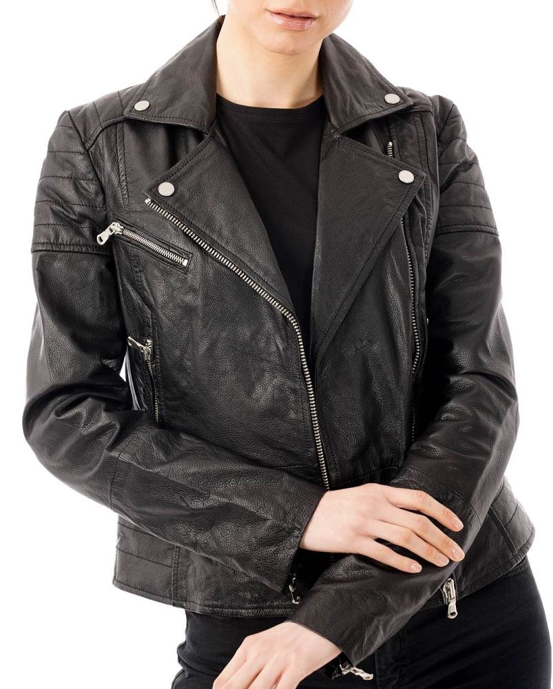 Barneys Originals Women’s Leather Jacket with Textured Detail
