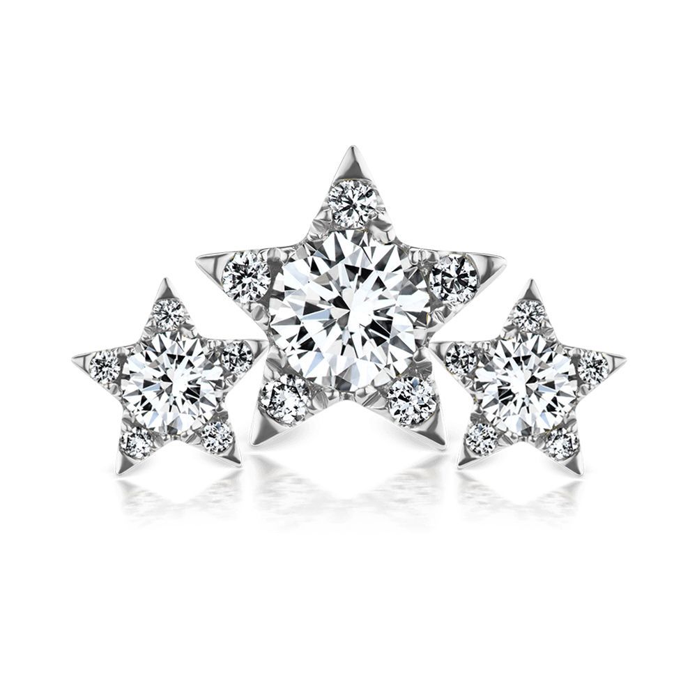 Diamond Three Star Garland Stud Earring