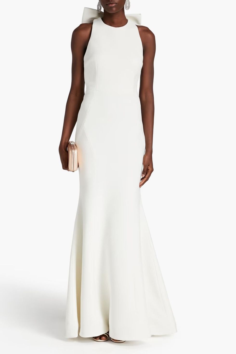 Love bow-embellished crepe gown