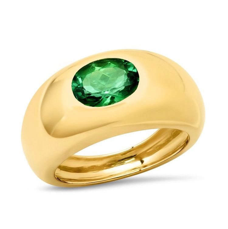 14K YG Emerald Gypsy Ring