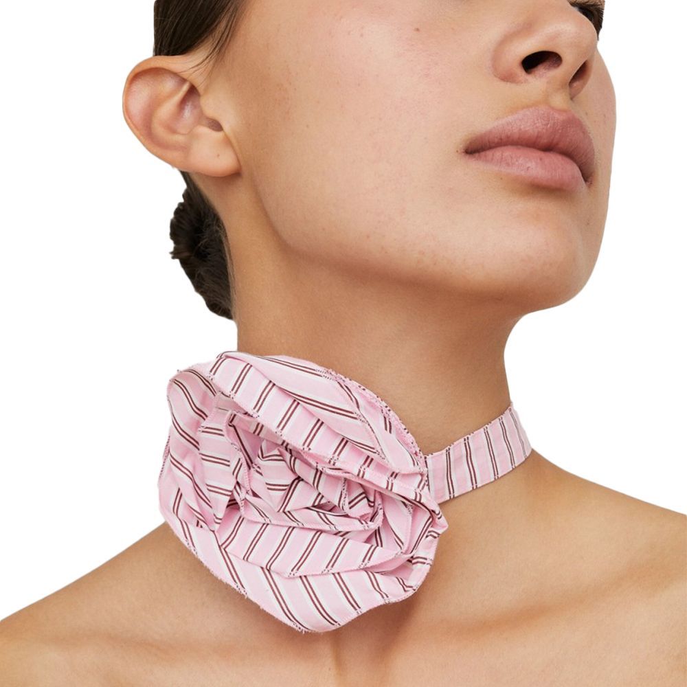 Pink cotton tie - Berry Stripe