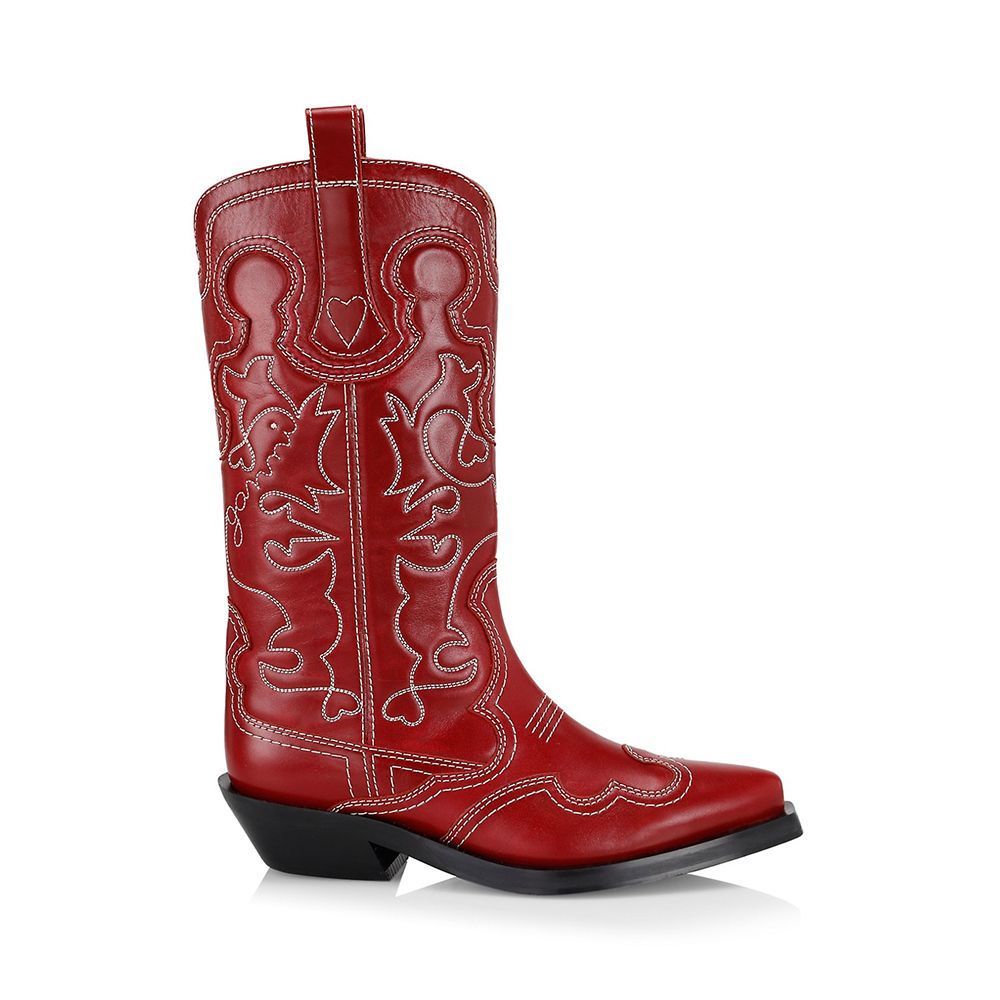 Embroidered leather cowboy boots