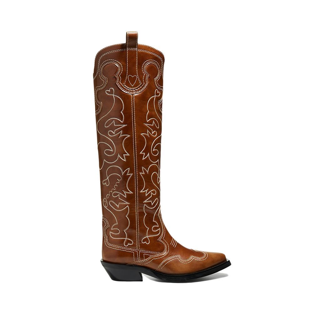 Western embroidered knee boots
