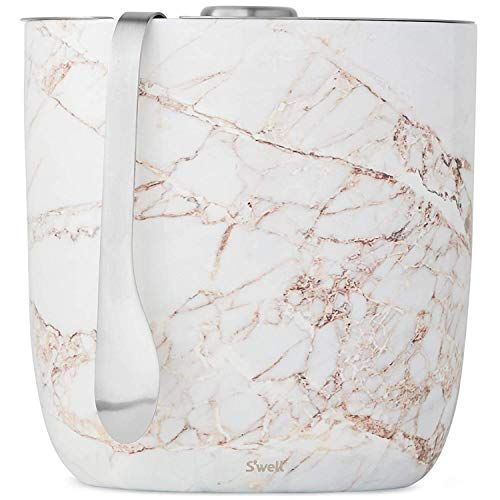 Marble Stainless Steel Ice Bucket with Tongs 