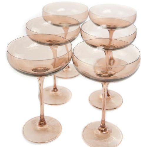 Colored Glass Set of 6 Stem Coupes