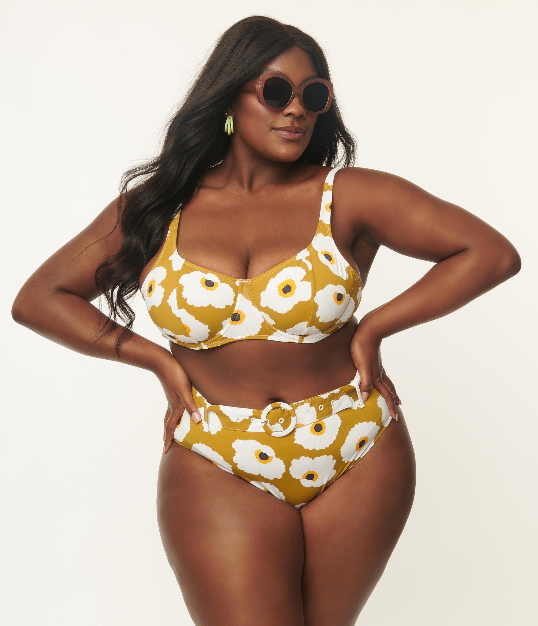 MITIY Womens Stylish Print Zipper Front Tankini Top with Skirted Bottom Swimsuit Set 