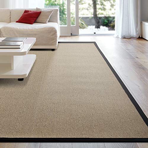 Natural Fibre with Border New Real Sisal Carpet Bouclé Fine Fb 40 Graphite 