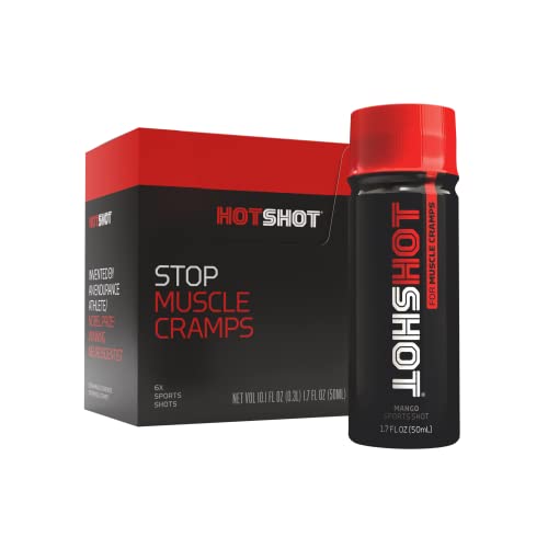 HOTSHOT Sports Shot Muscle Cramp Relief, All-Natural Pre & Post Workout, Organic Active Ingredients, Fast-Acting, Scientifically-Proven - Gluten-Free, GMO-Free (Spicy Mango) (1.7 Fl Oz (Pack of 6))