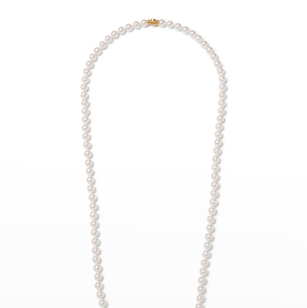 36" Akoya Cultured 9.5mm Pearl Necklace with Yellow Gold Clasp
