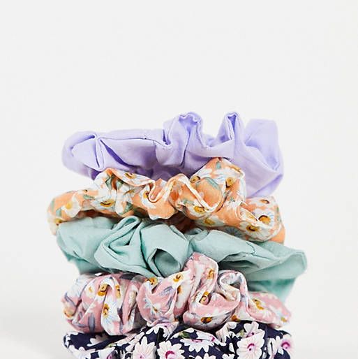 Daisy Floral Print Skinny Scrunchies