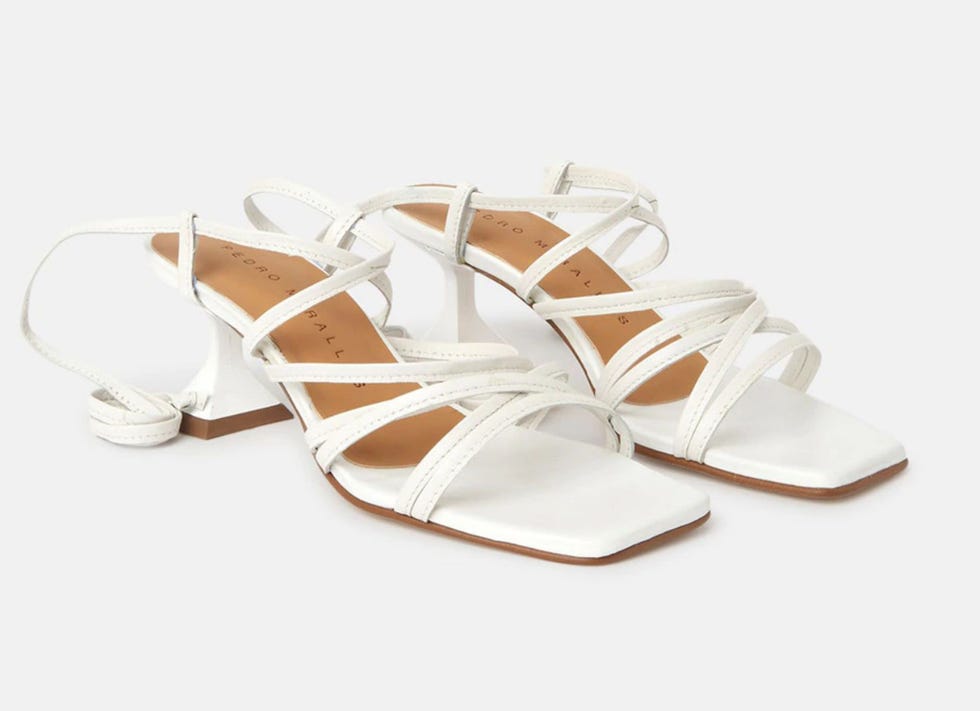 Sandalias de tacón en piel de tiras