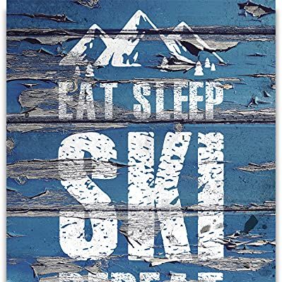 Eat, Sleep, Ski, Repeat Wall Print