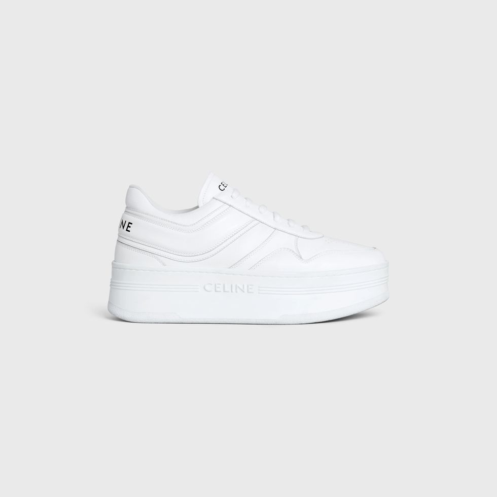 BLOCK SNEAKERS WITH WEDGE OUTSOLE in CALFSKIN Optic White