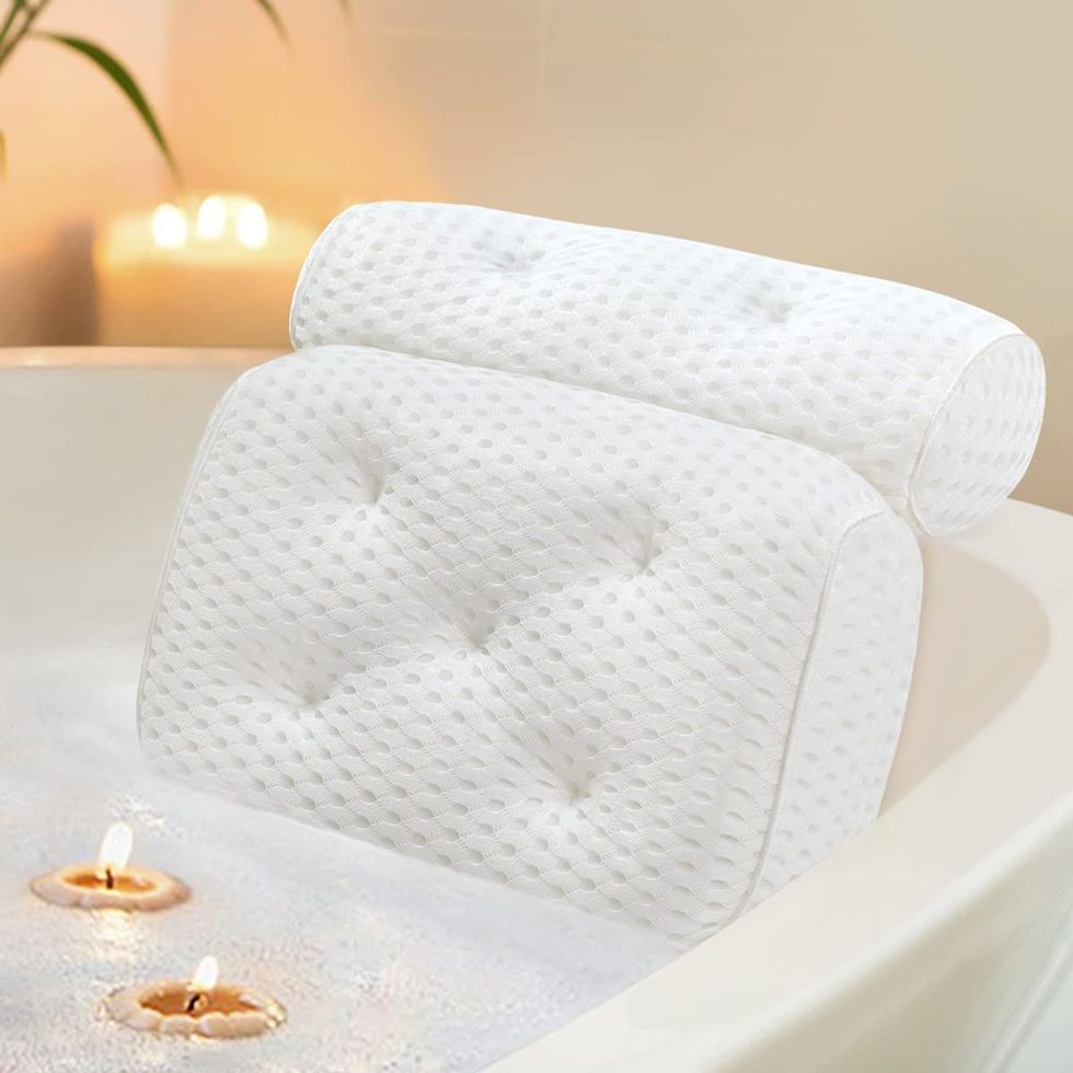 Bath Pillows for Tub 3D Mesh Spa Bathtub Pillow Cushion Rest 6 Suction Cups  Head Neck Shoulder Back Support Washable Quick Dry Luxury Bathroom